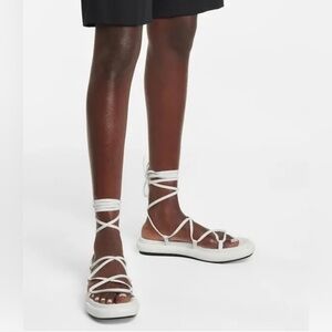 Khaite Alba White Leather Platform Gladiator Sandals Size 41 11 NIB